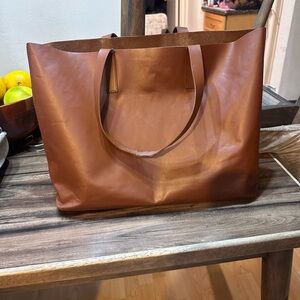 Everlane Large Brown/ Cognac Leather Tote Bag